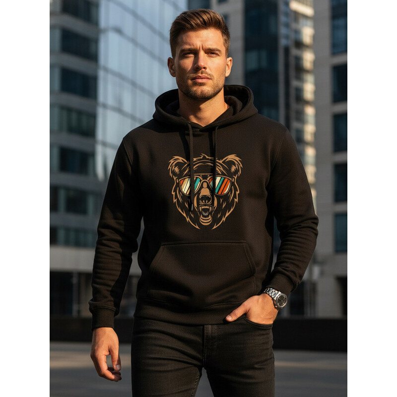 Pánská mikina s kapucí bear black FashionStreet NX0041B