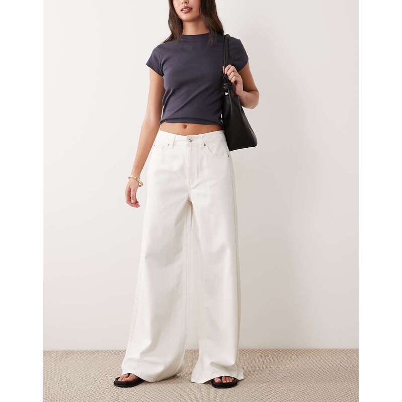 ASOS DESIGN high waist wide leg jeans in white