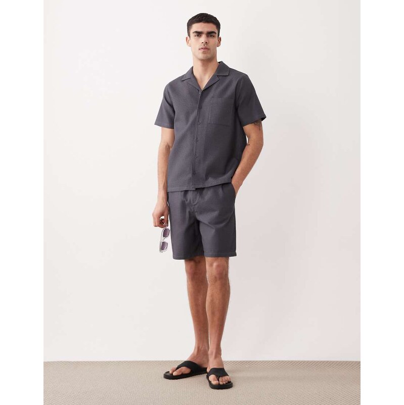New Look co-ord waffle shorts in grey