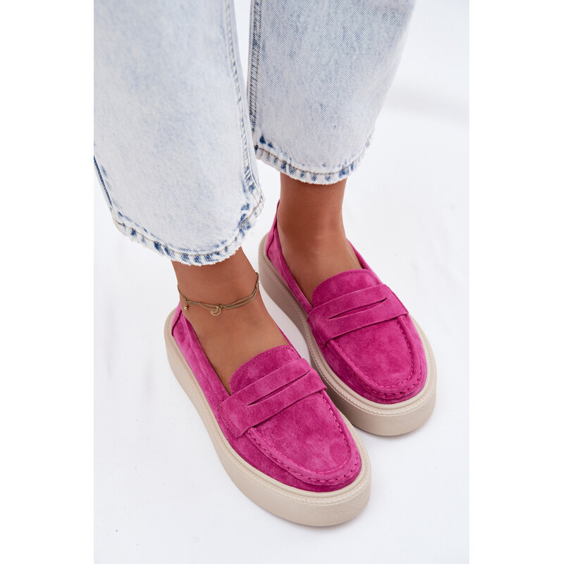 VINCEZA Mokasíny Vinceze Fuchsia na platformě