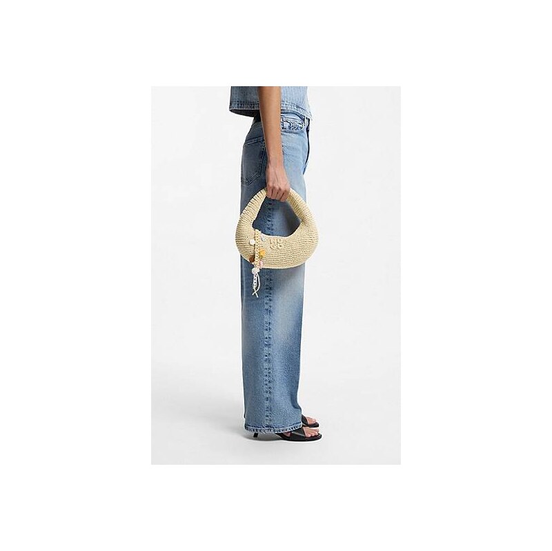 HUGO Woven hobo bag with logo charm 114993743