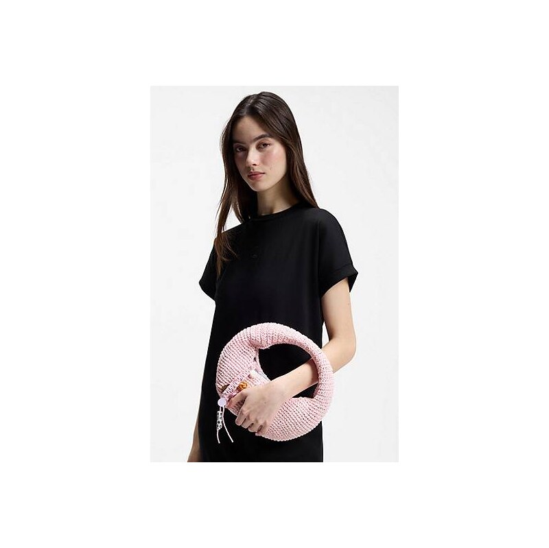 HUGO Woven hobo bag with logo charm 114993744