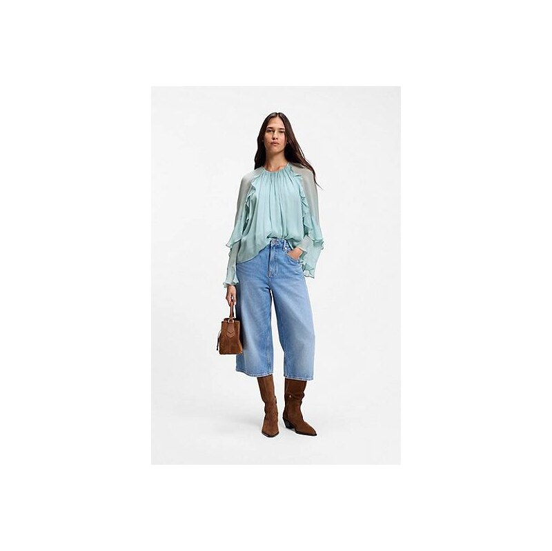 BOSS Regular-fit blouse in light Creponne fabric 115008369
