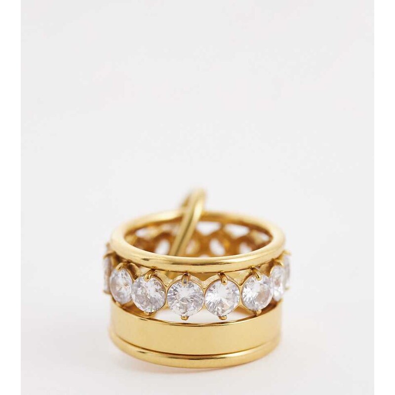 Kaiia exclusive stainless steel stacked carabiner detail ring in gold 115540705
