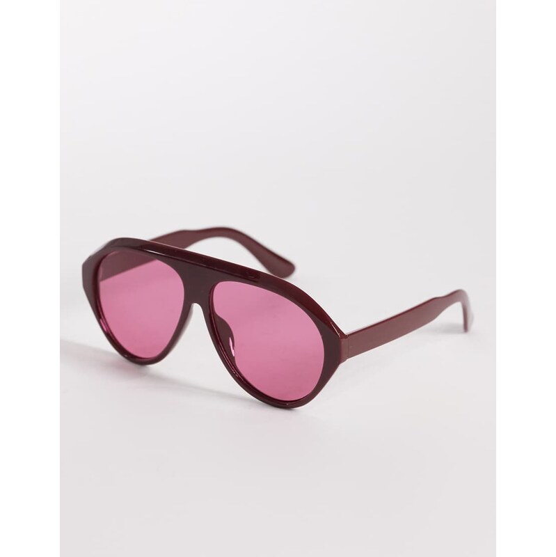 Kaiia exclusive aviator sunglasses in burgundy-Red