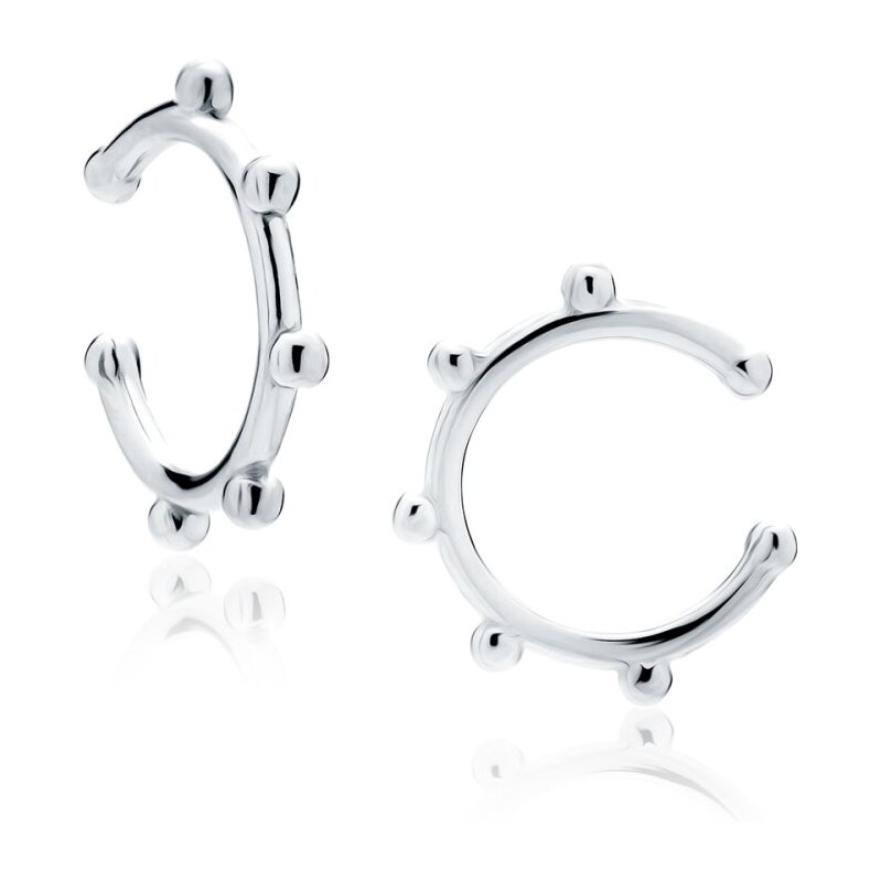 Pravé stříbro Stříbrná záušnice 925 s kuličkami (ear cuff) – 1