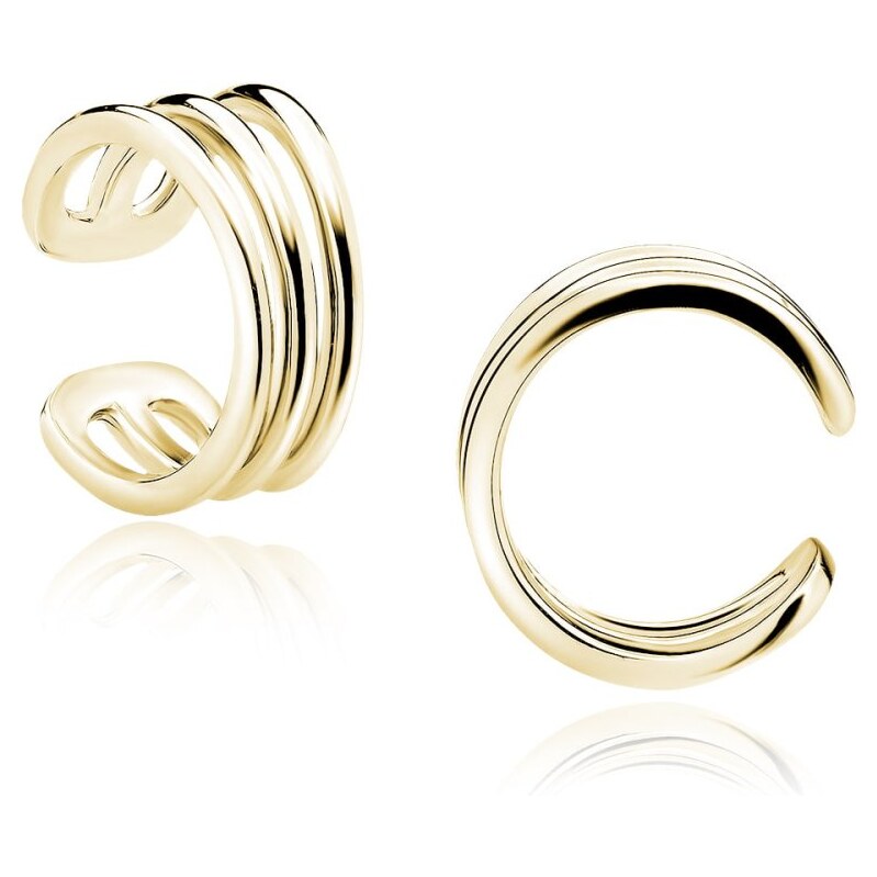 Pravé stříbro Stříbrná pozlacená záušnice 925 trojitá linie (ear cuff) 114994219