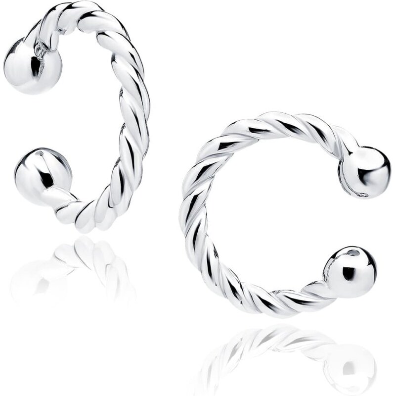 Pravé stříbro Stříbrná záušnice 925 proplétaný kroužek (ear cuff