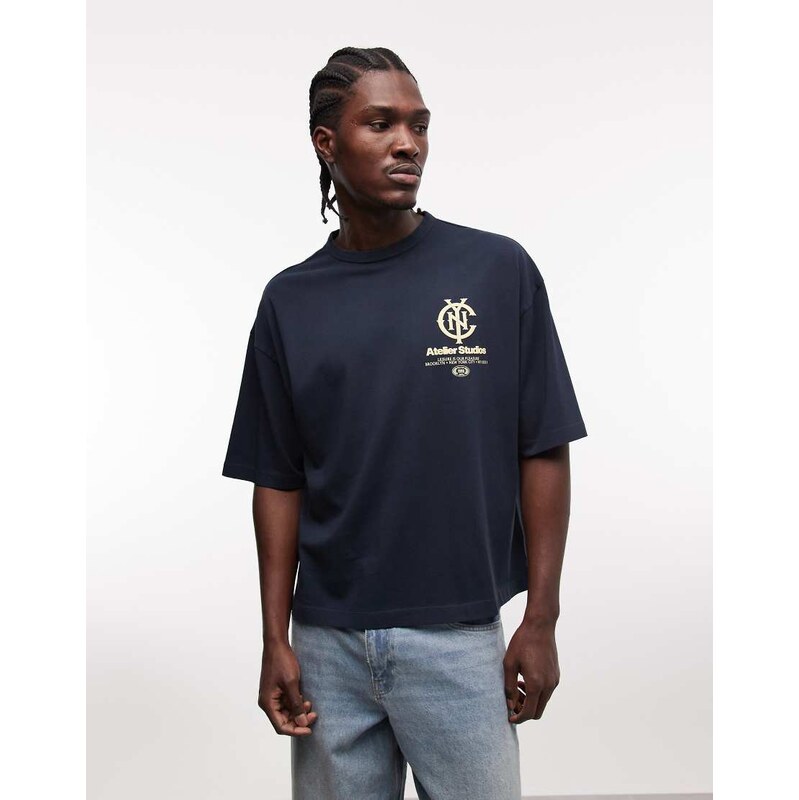 ASOS DESIGN boxy oversized t-shirt with text graphic in washed