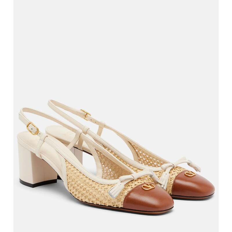 Valentino Garavani Valet Du Roi leather-trimmed slingback pumps