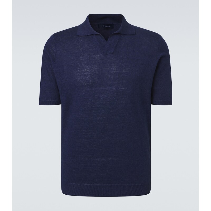 Thom Sweeney Linen and cotton polo shirt