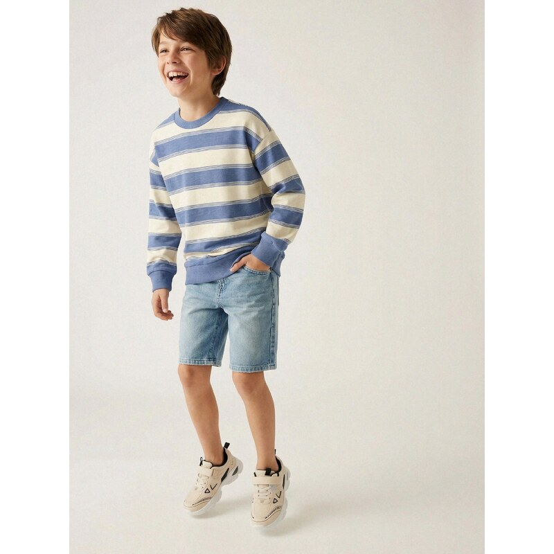 Sinsay - Pruhovaná mikina crewneck - mid blue