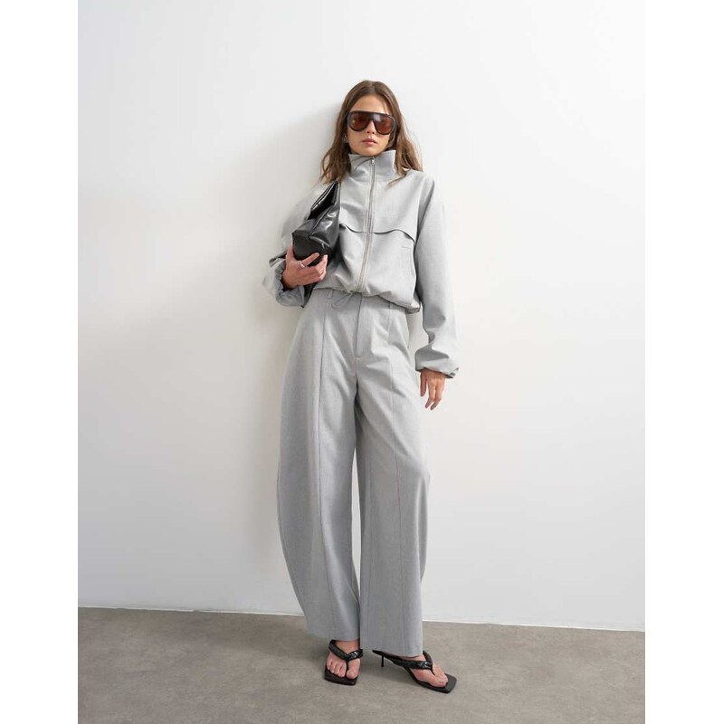 Topshop co ord barrel trouser in light grey 115366136
