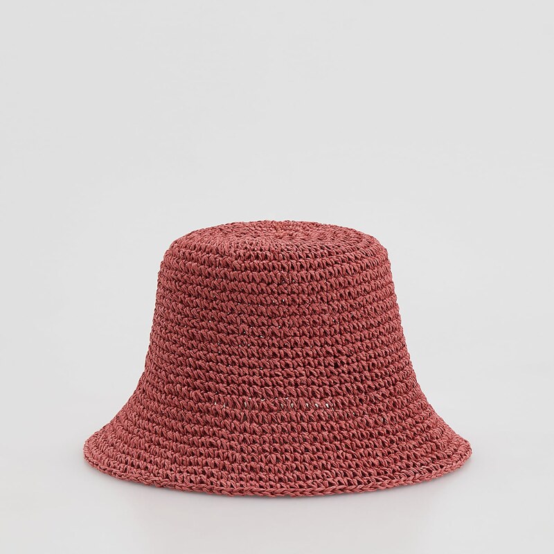 Reserved - Pletený klobouk bucket - růžová 114998350