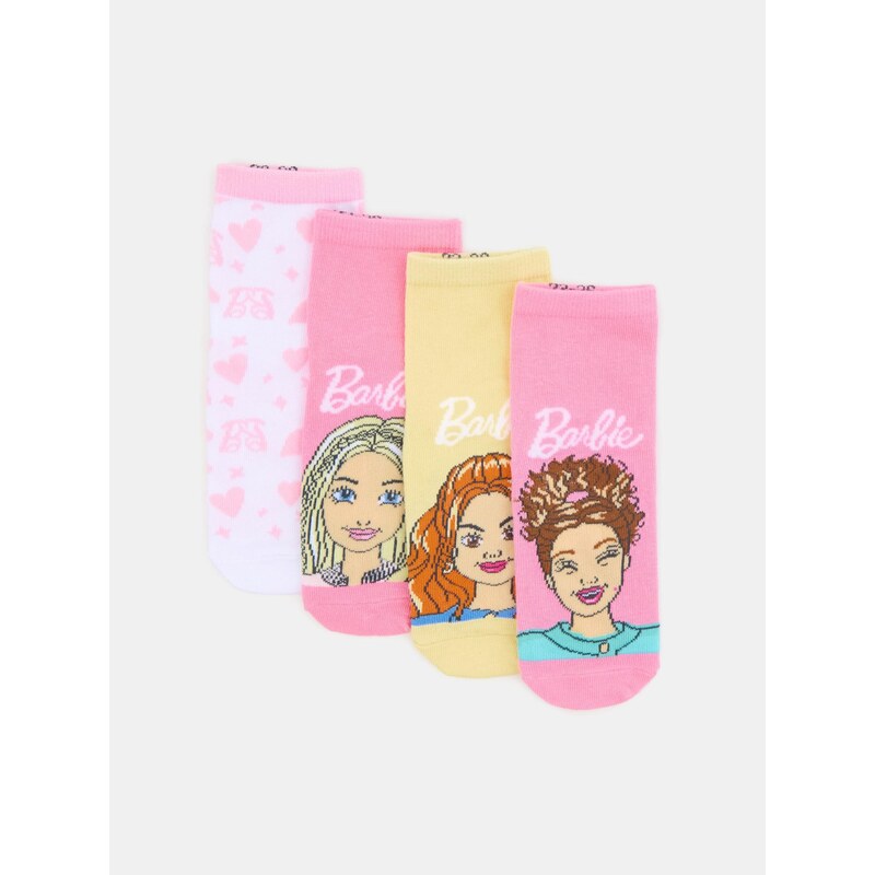 Sinsay - Žebrované ponožky 4 pack Barbie - růžová