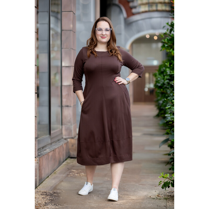 Italy fashion Šaty MERY Barva: čokoládová, Velikost: 42