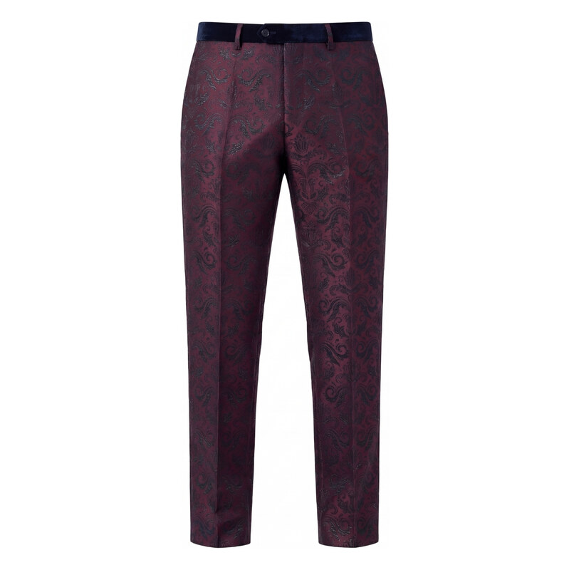DOLCE & GABBANA Jacquard Burgundy kalhoty