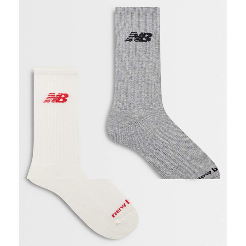 New Balance embroidery graphic midcrew socks in grey and white 2