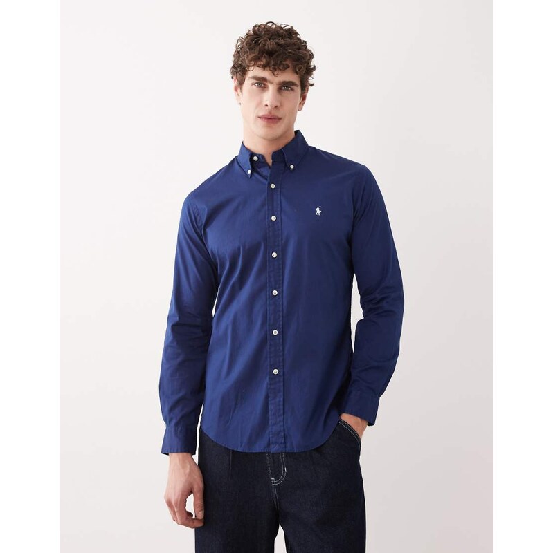 Polo Ralph Lauren icon logo long sleeve cotton twill shirt in