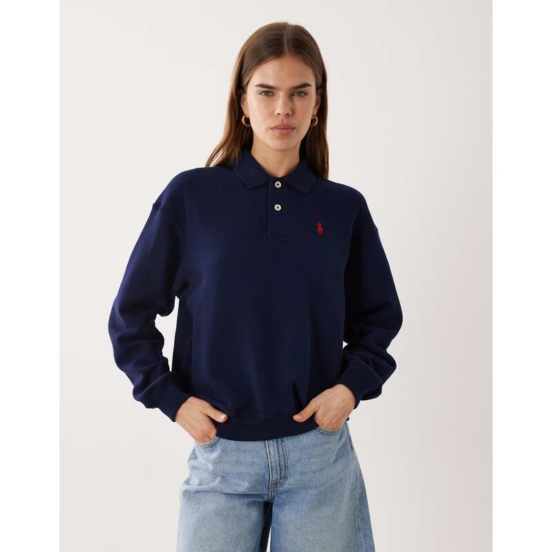 Polo Ralph Lauren icon logo collared rugby sweatshirt in navy