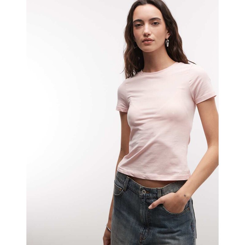 Monki slim fit baby tee in peach - WHITE