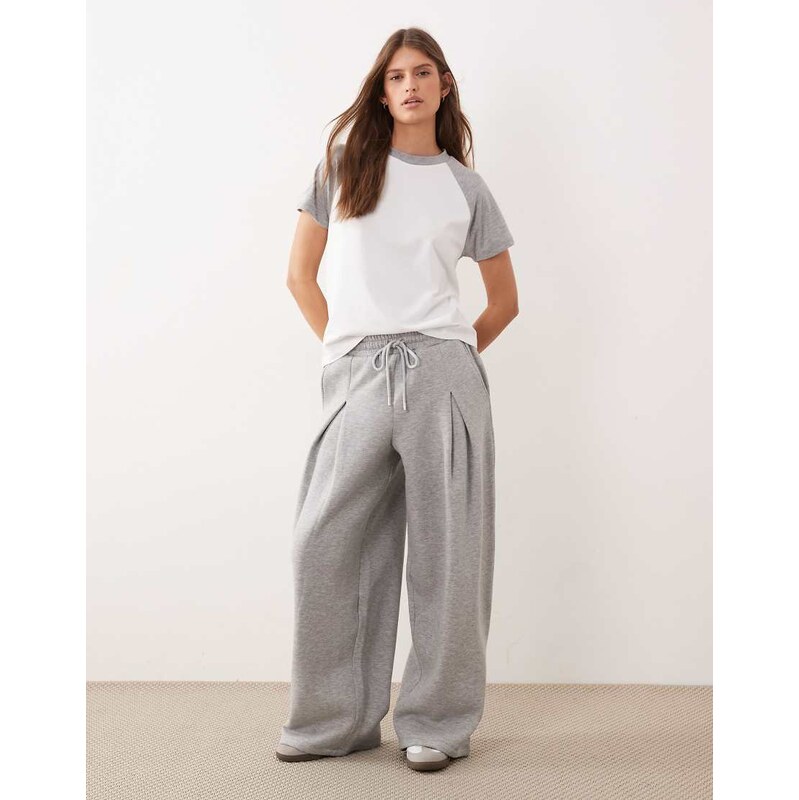 ASOS DESIGN brushback barrel leg jogger co-ord in grey marl