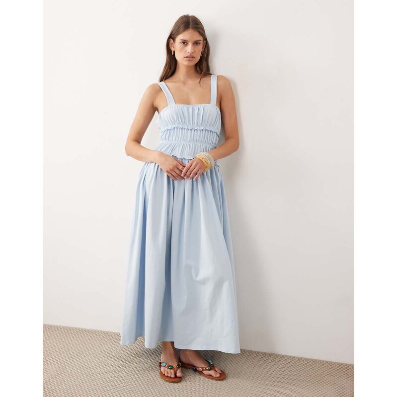 ASOS DESIGN shirred cami maxi dress in light blue
