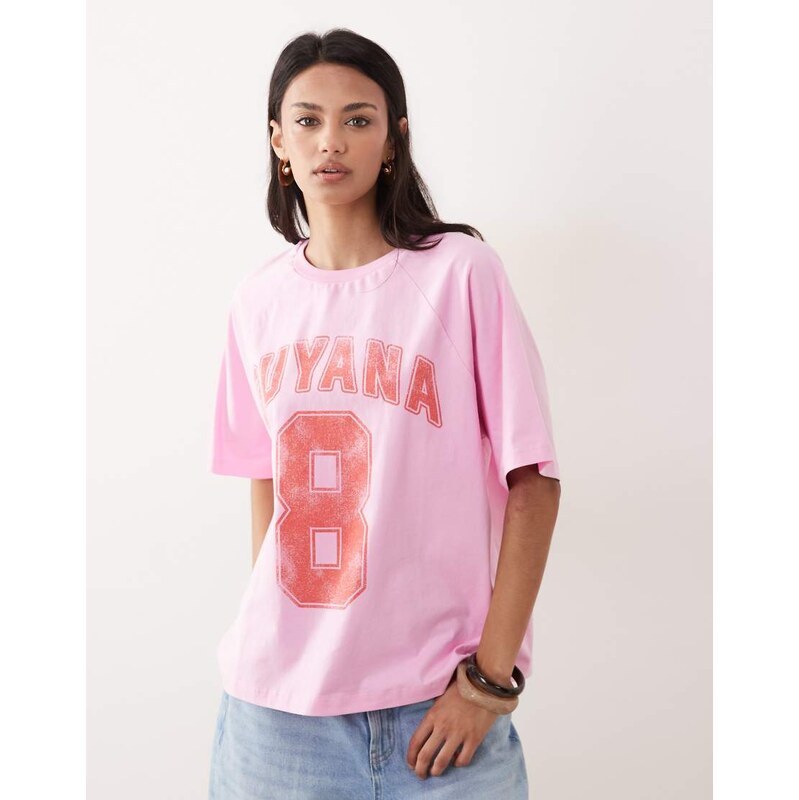ASOS DESIGN oversized t-shirt with Guyana varsity graphic in
