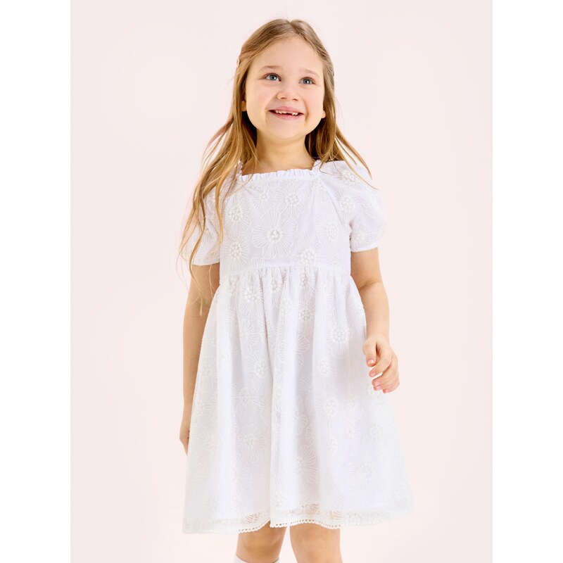 Sinsay - Tylové šaty babydoll - krémová