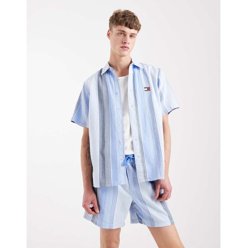 Tommy Jeans textured shorts co-ord in blue stripe