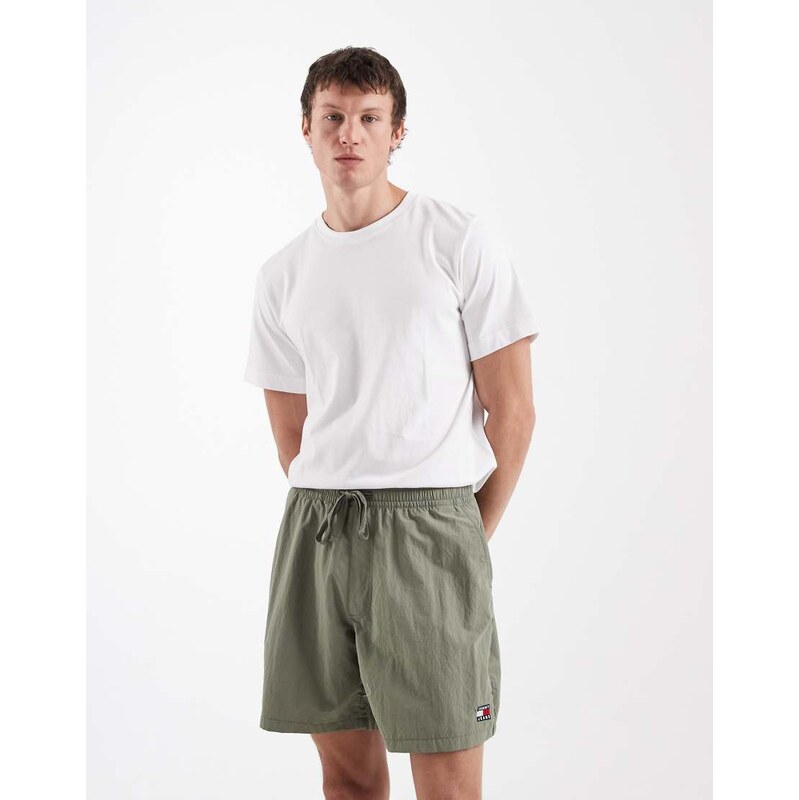 Tommy Jeans nylon club shorts in khaki-Green
