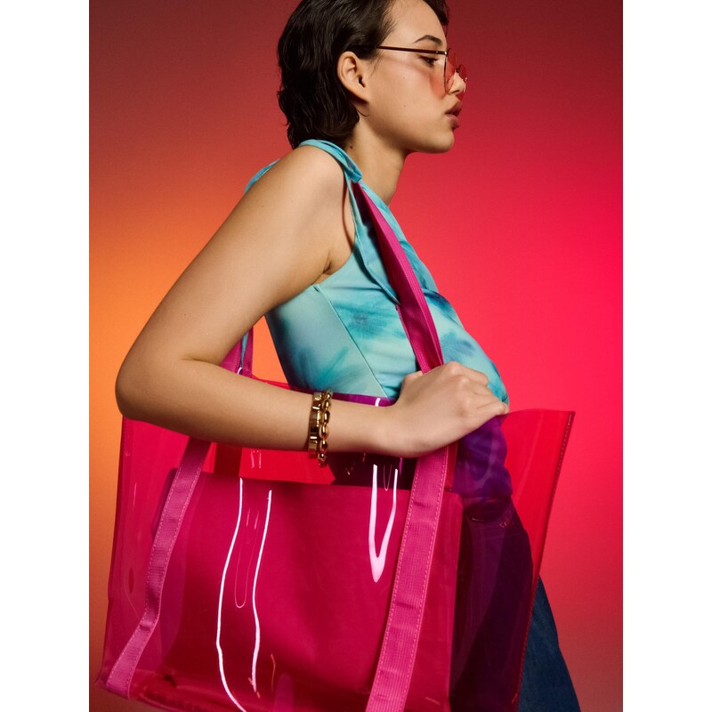 Sinsay - Shopper taška s kosmetickou taštičkou - fuchsiová 115010082