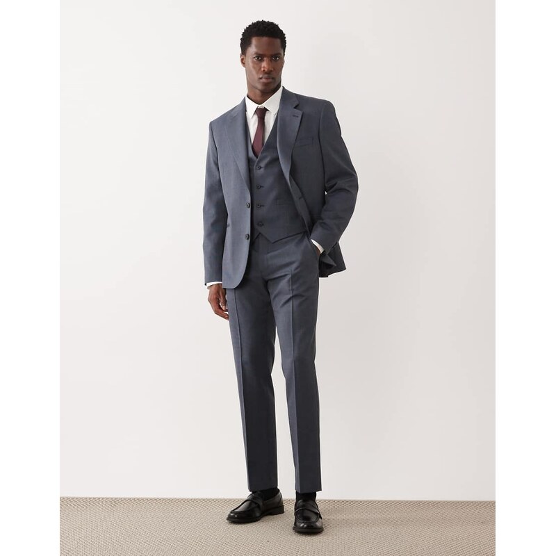ASOS DESIGN slim suit trousers in navy washable wool blend