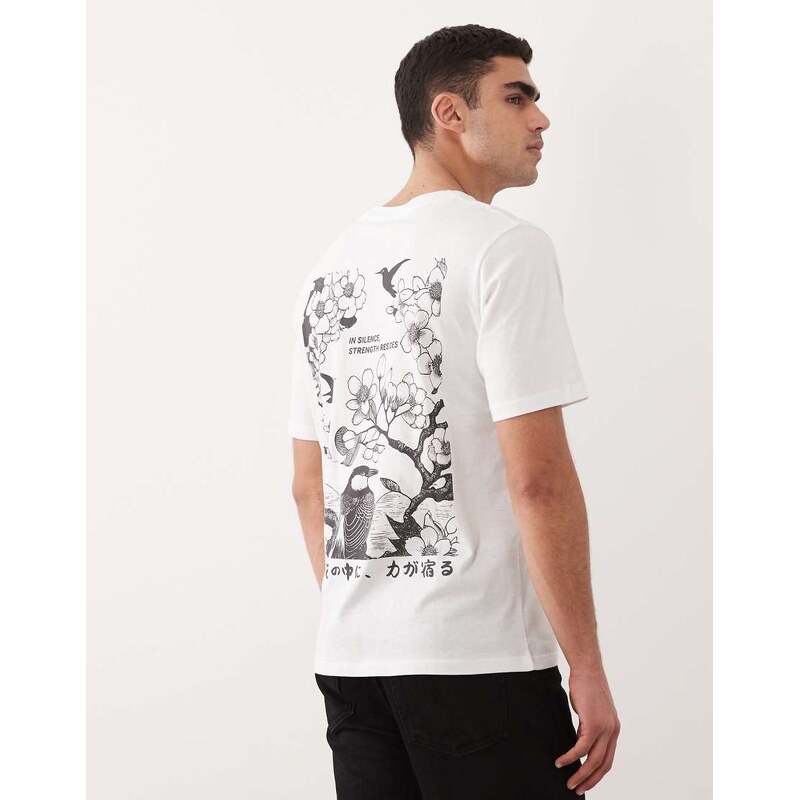 Jack & Jones oversized t-shirt with japanese back print in white