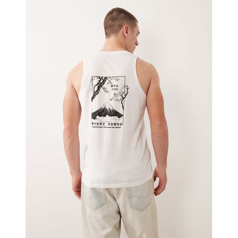Jack & Jones oversized vest with japanese mountain back print in