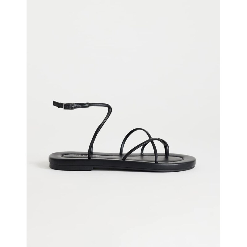 Topshop Emma strappy flat sandal in black