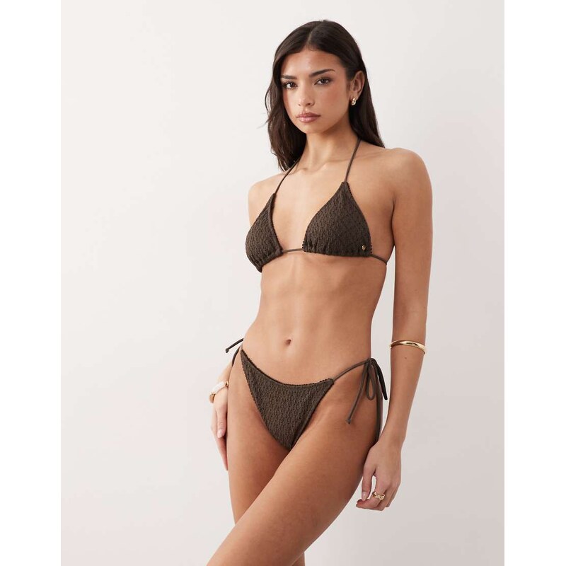 Candypants broderie tieside bikini bottom in brown