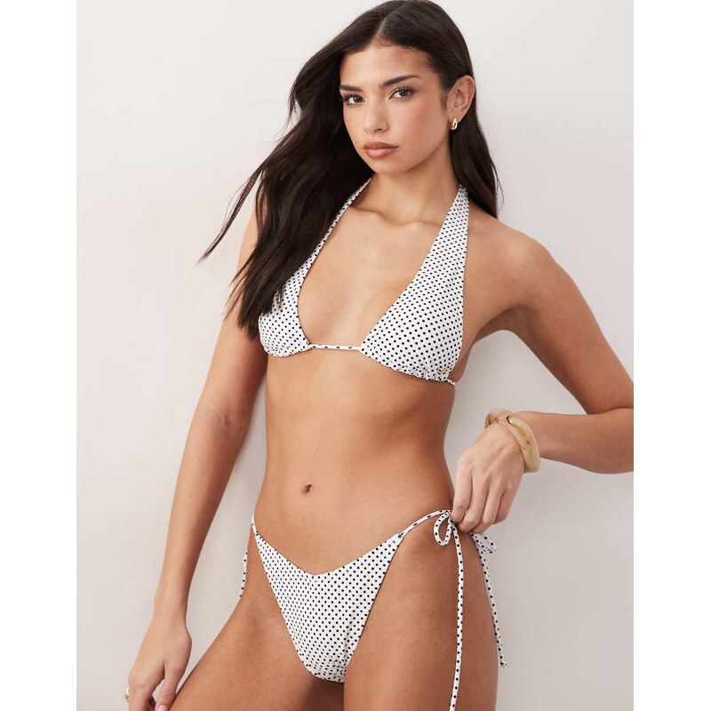 Candypants tieside bikini bottom in white polka dot