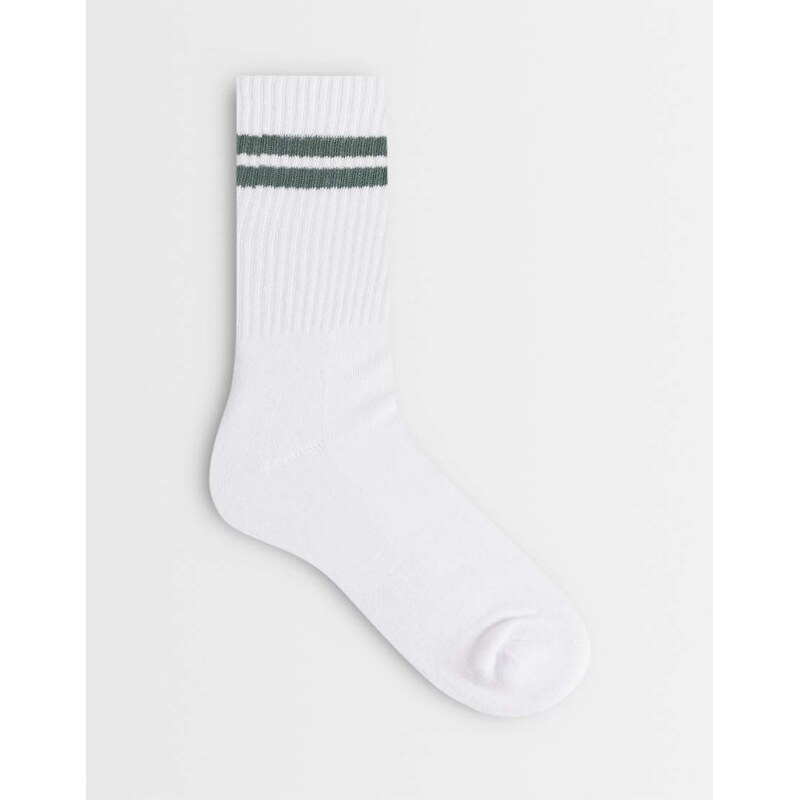 Vero Moda sporty ribbed socks in white and laurel green 115519477