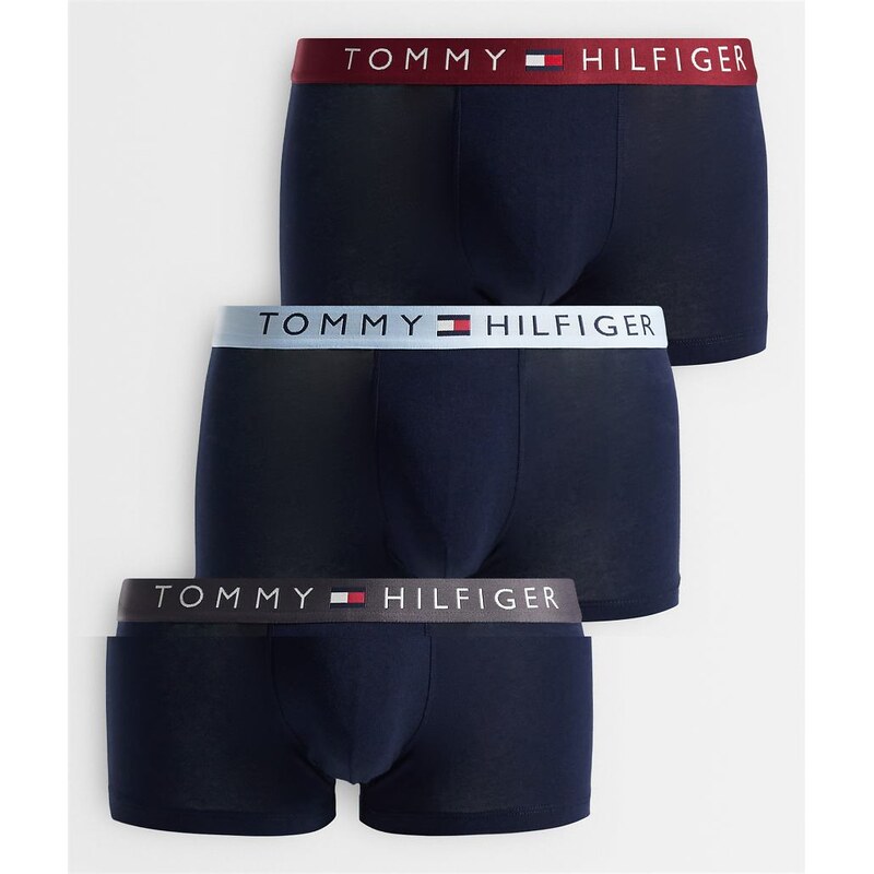 Tommy Hilfiger Original 3 pack trunks in black with red/navy