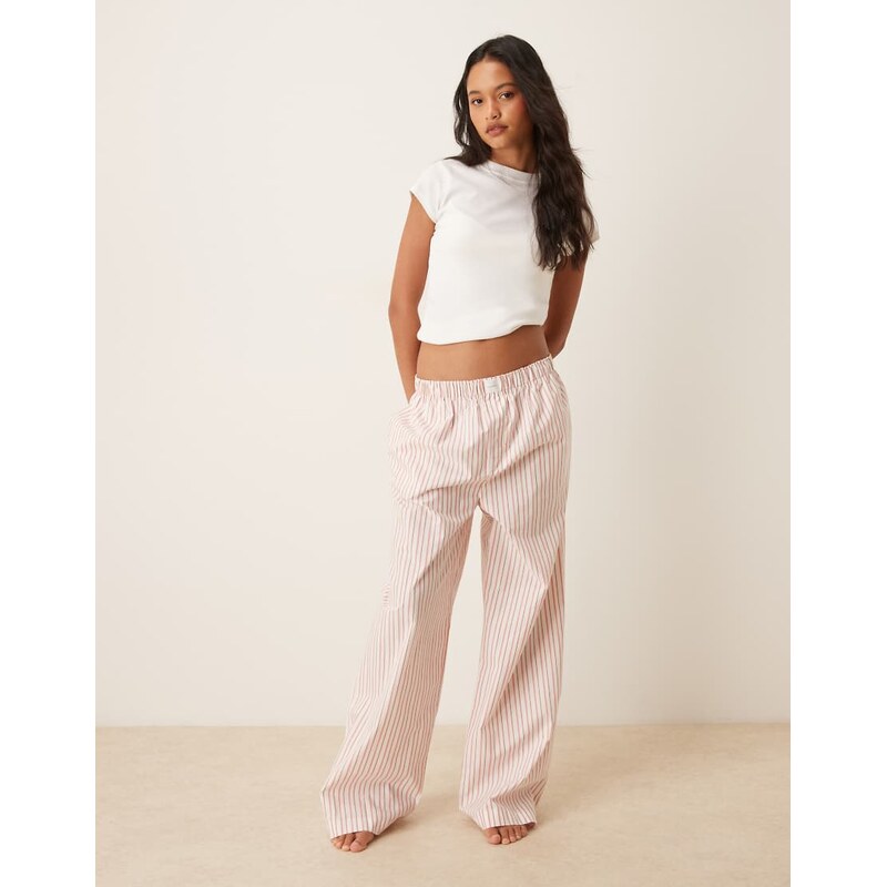 Calvin Klein logo poplin pant in peach stripe-Orange 115005410