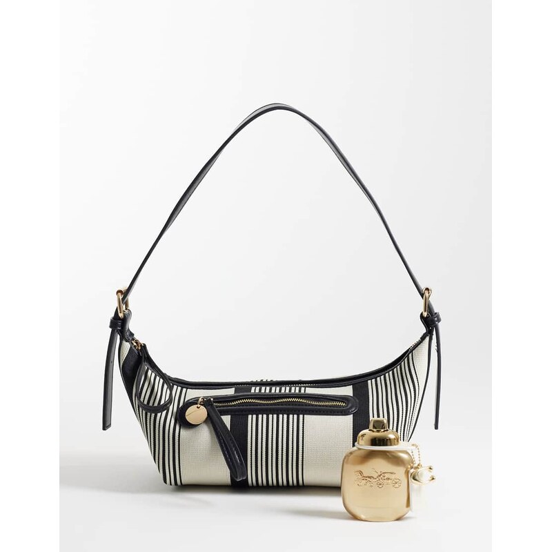 ASOS DESIGN canvas shoulder bag in mono stripe-Multi