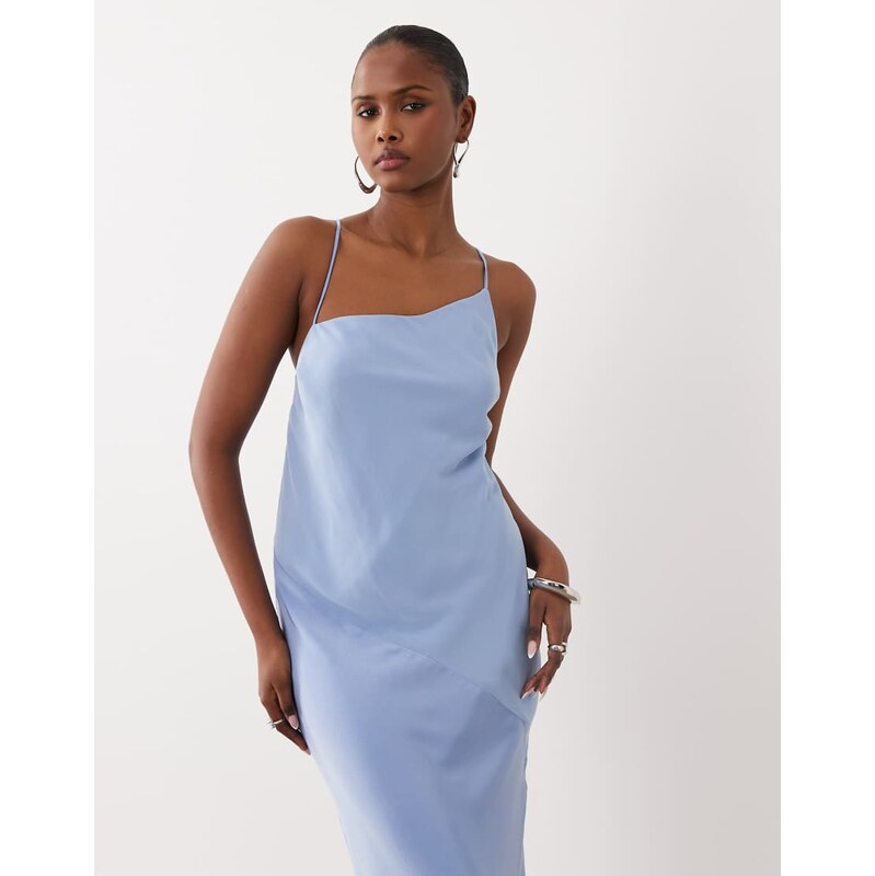 ASOS DESIGN hybrid satin panel cami maxi dress in light blue