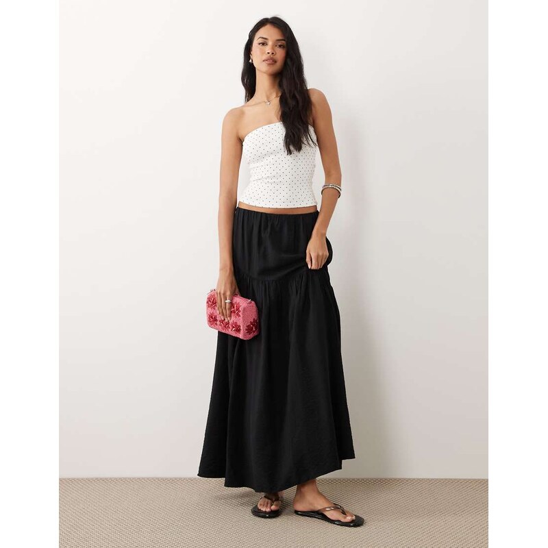 Gina Tricot dropped waist maxi skirt in black