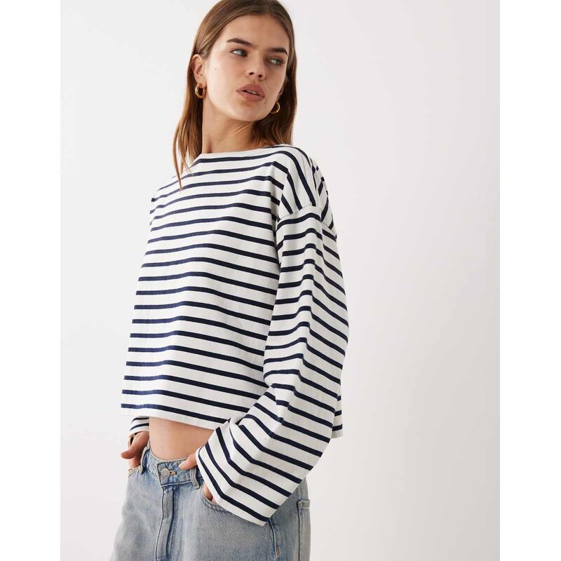 Polo Ralph Lauren cropped mariniere longsleeve pullover in navy