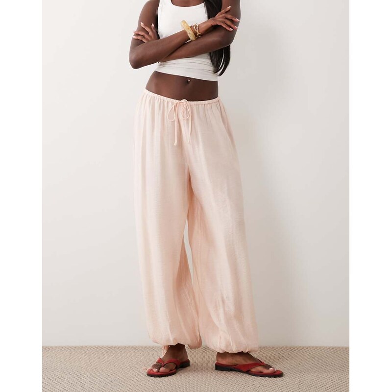 Gina Tricot sheer balloon trousers in peach-Pink