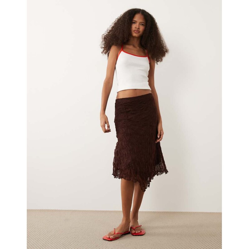 Cotton On sofia lace skirt in dark oak-Brown