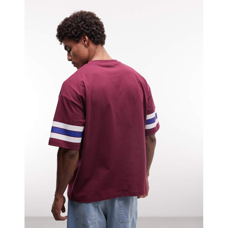 ASOS DESIGN oversized t-shirt with football bubble graphic in maroon-Red