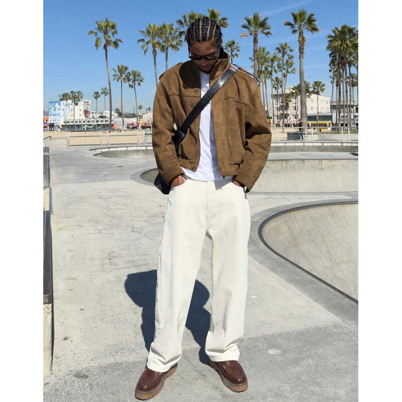 Bershka Faux suede jacket in camel-Neutral