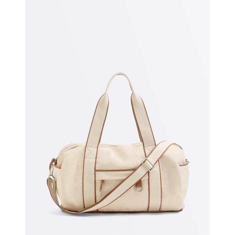 OYSHO Canvas bowling bag in ecru-Neutral